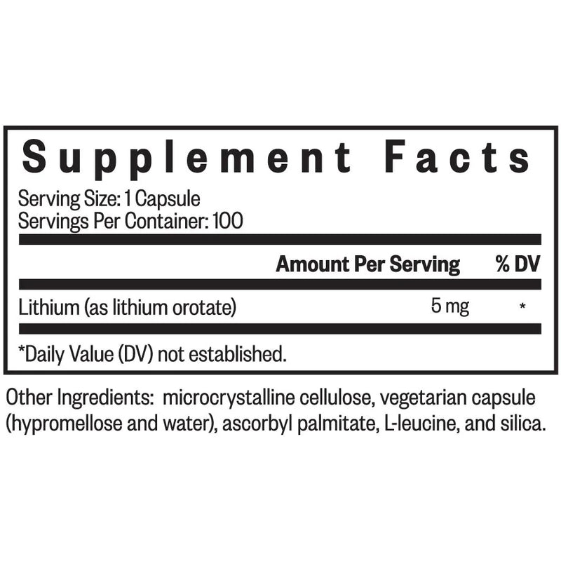 Lithium Orotate 5 mg (100 Capsules)