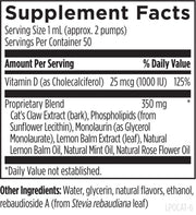 Liposomal Cat's Claw Synergy (50mL) Supplement Facts