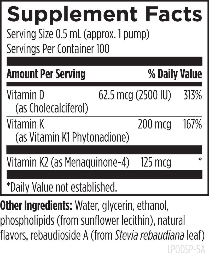 Liposomal D Supreme (50 mL) Supplement Facts
