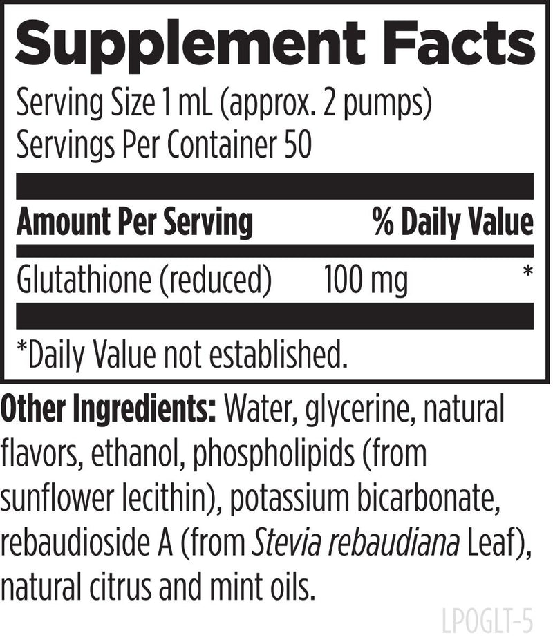 Liposomal Glutathione (50mL) Supplement Facts
