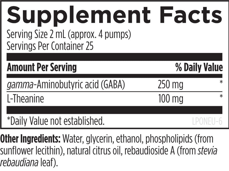 Liposomal NeuroCalm (50mL) Supplement Facts