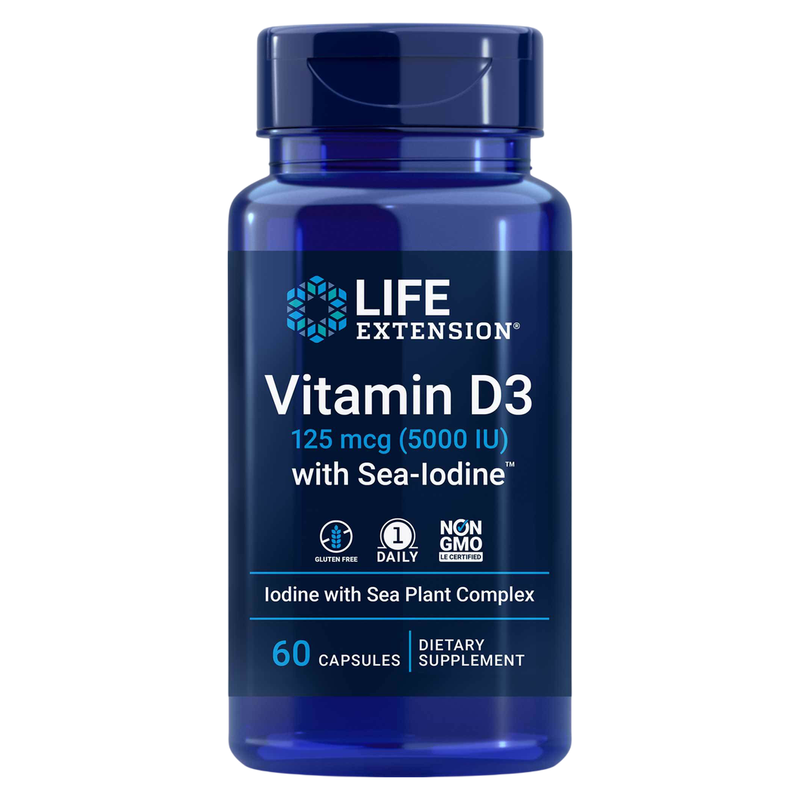 Vitamin D3 with Sea-Iodine 5000 (60 Capsules)