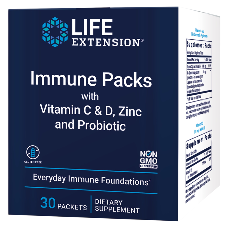 Immune Packs with Vitamin C & D, Zinc and Probiotic (30 Packets)