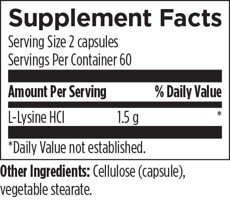 L-Lysine (120 Capsules) Supplement Facts