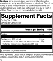 Eleuthero, 60 Tablets, Rev 10 Supplement Facts