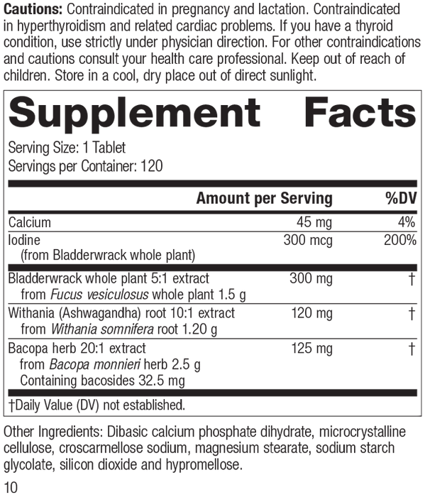 Thyroid Complex, 120 Tablets, Rev 10 Supplement Facts