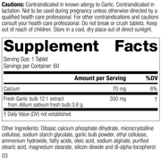 Garlic Forte, 60 Tablets, Rev 03 Supplement Facts