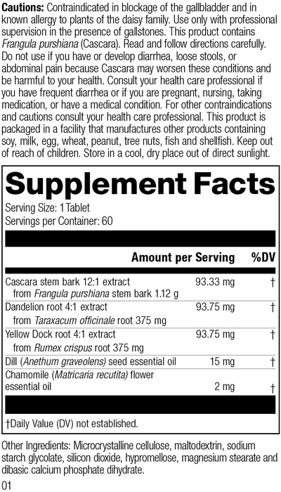 Colax, 60 Tablets Rev 01 Supplement Facts