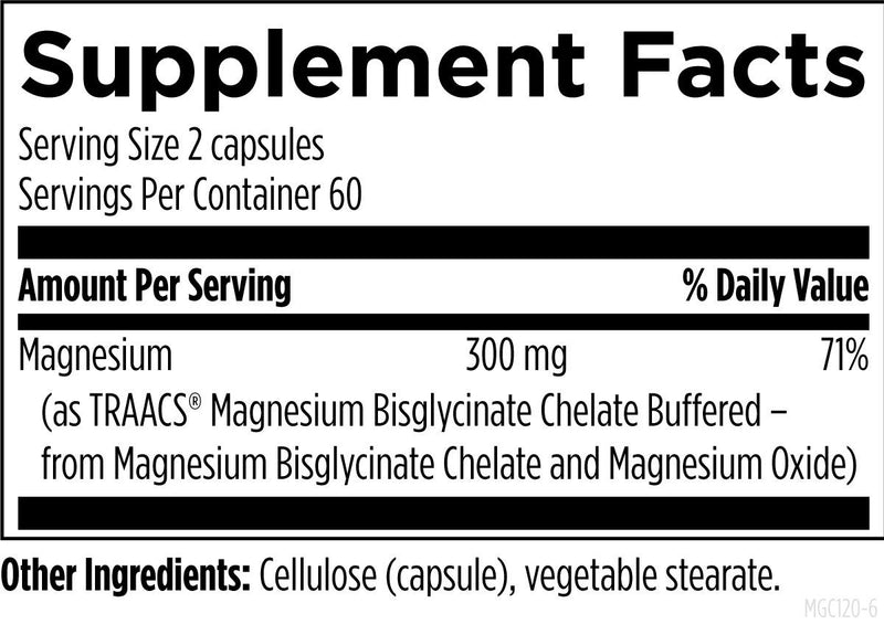 Magnesium Bisglycinate (120 Capsules) Supplement Facts