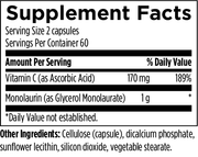 Monolaurin-Avail (120 Capsules) Supplement Facts