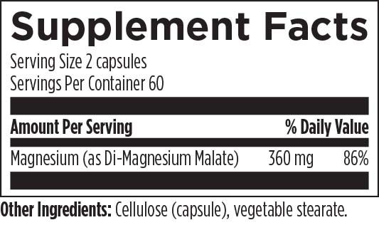 Magnesium Malate (120 Capsules) Supplement Facts