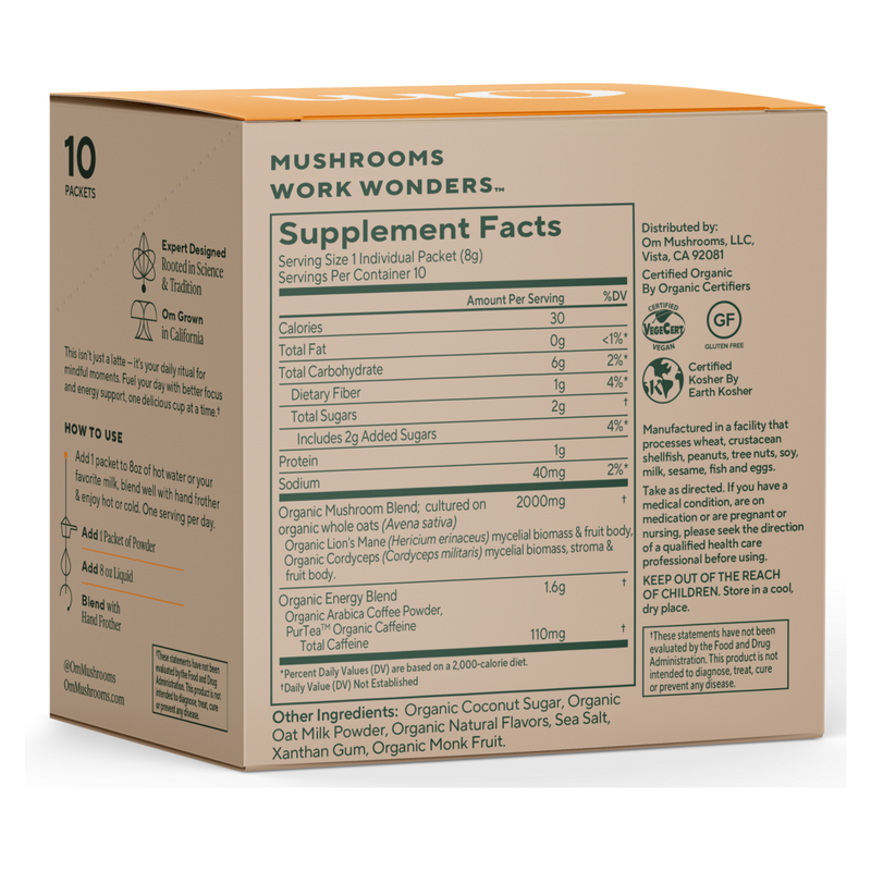 Mushroom Powered Coffee Latte (10 Packets)