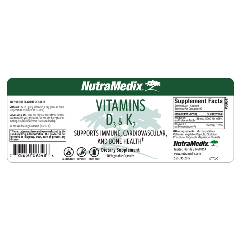 Vitamins D3 & K2 (90 Capsules)