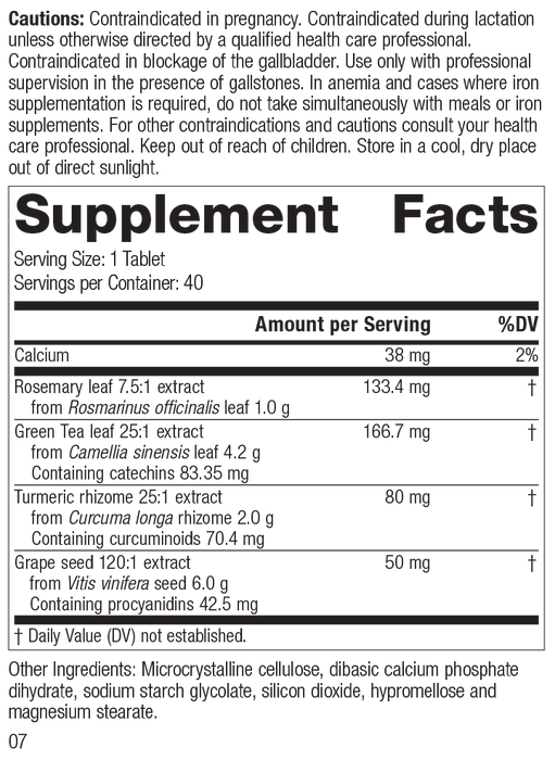 Vitanox®, 40 Tablets, Rev 06 Supplement Facts