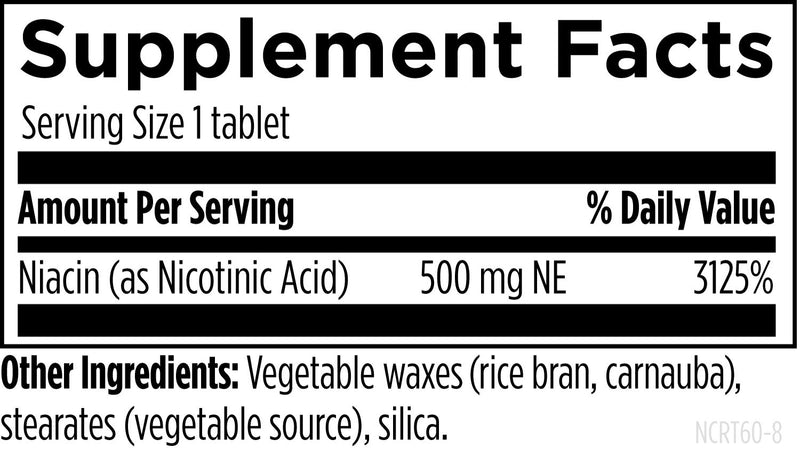 Niacin CRT 500 (60 Tablets) Supplement Facts