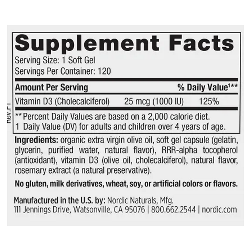Vitamin D3 (120 Softgels)