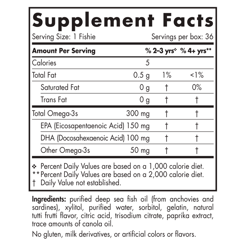 Zero Sugar Omega-3 Fishies (36 Gummies)