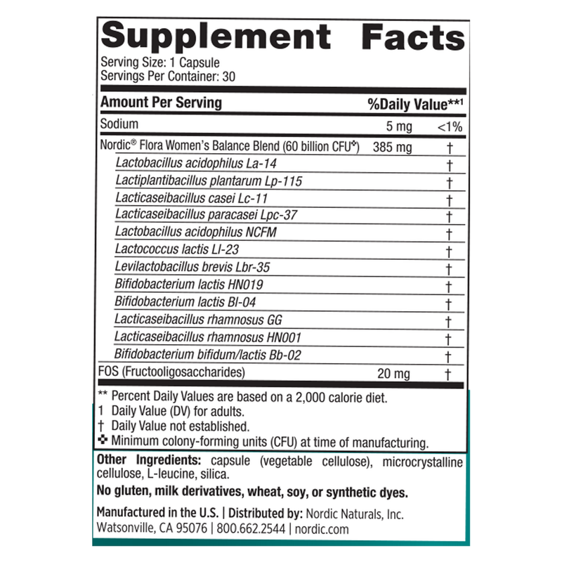 Nordic® Flora Probiotic Women's Balance (30 Capsules)
