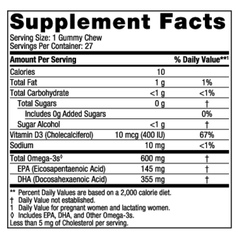 Zero Sugar Prenatal DHA Gummy Chews (27 Gummies)