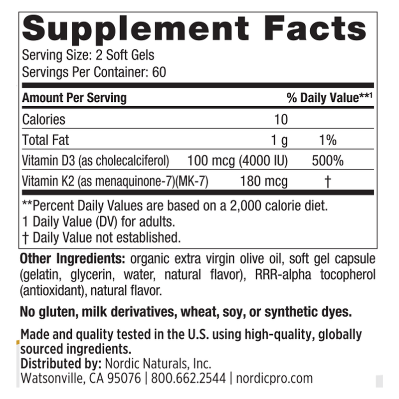 Vitamin D3+K2, Orange (120 Softgels)