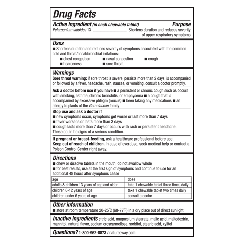 Umcka® ColdCare Cherry Flavor Chewable label