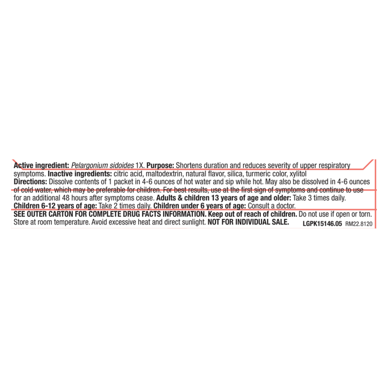 Umcka® ColdCare Lemon Hot Drink label