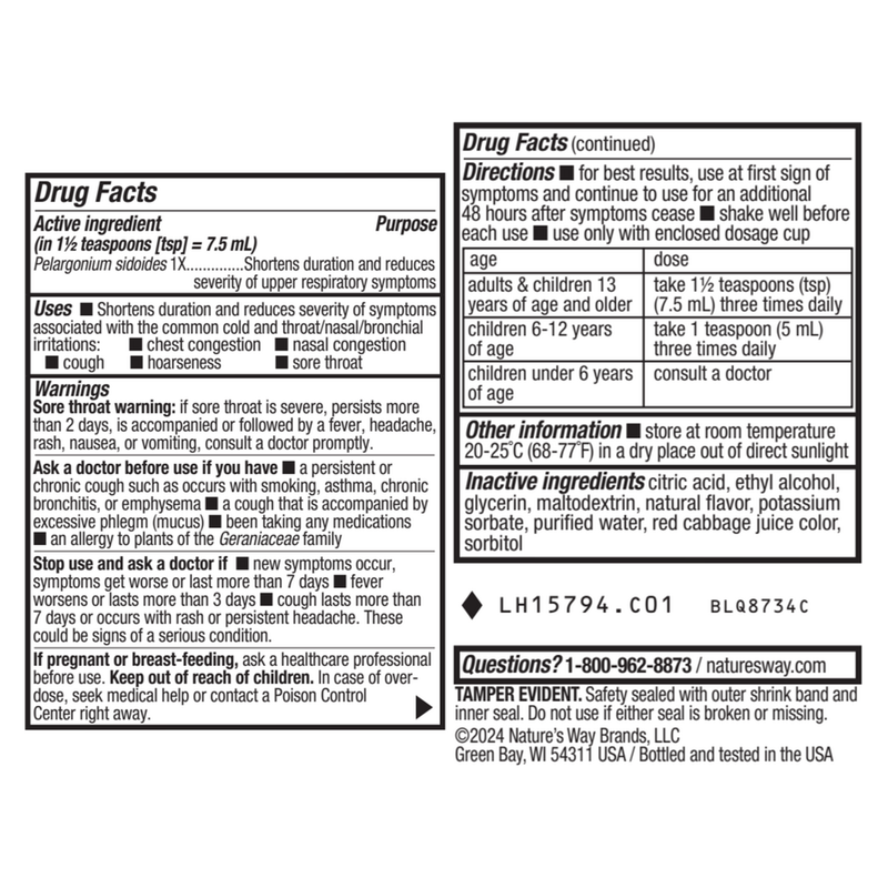 Umcka® ColdCare Sugar-Free Syrup Grape label