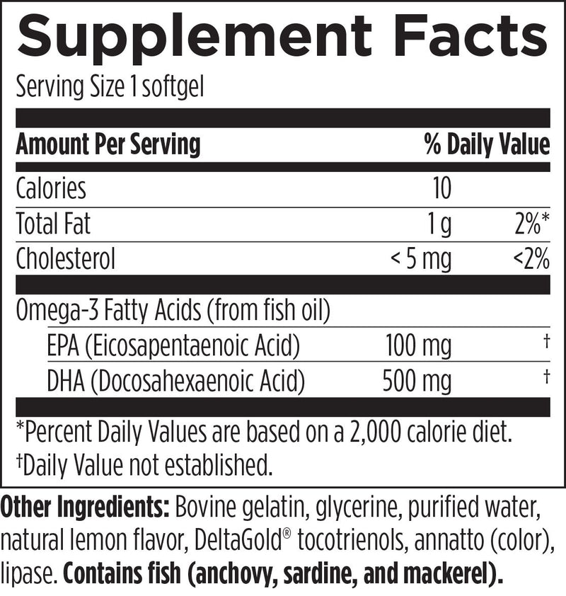 OmegAvail Ultra DHA (60 Softgels) Supplement Facts