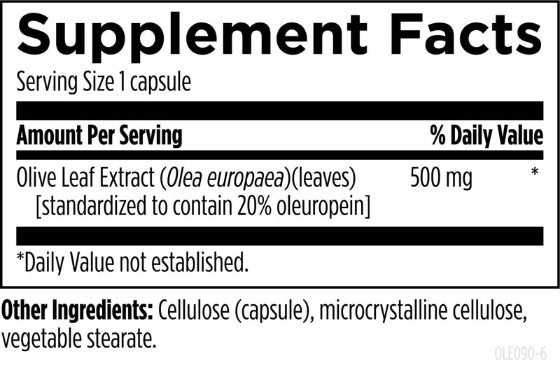 Olive Leaf Extract (90 Capsules) Supplement Facts