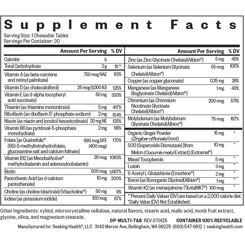 Multivitamin One Chewable (30 Tablets)