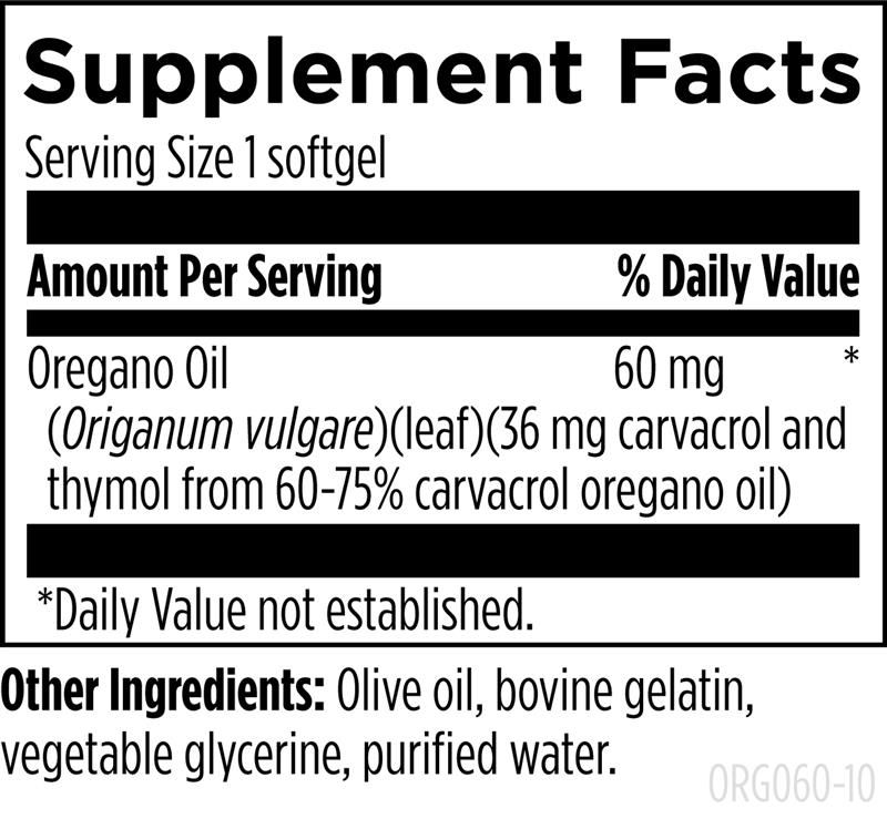 Oil of Oregano (60 Softgels) Supplement Facts