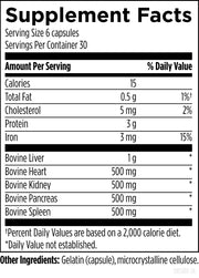 Organ Synergy (180 Capsules) Supplement Facts