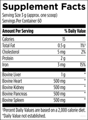 Organ Synergy Powder (180g) Supplement Facts