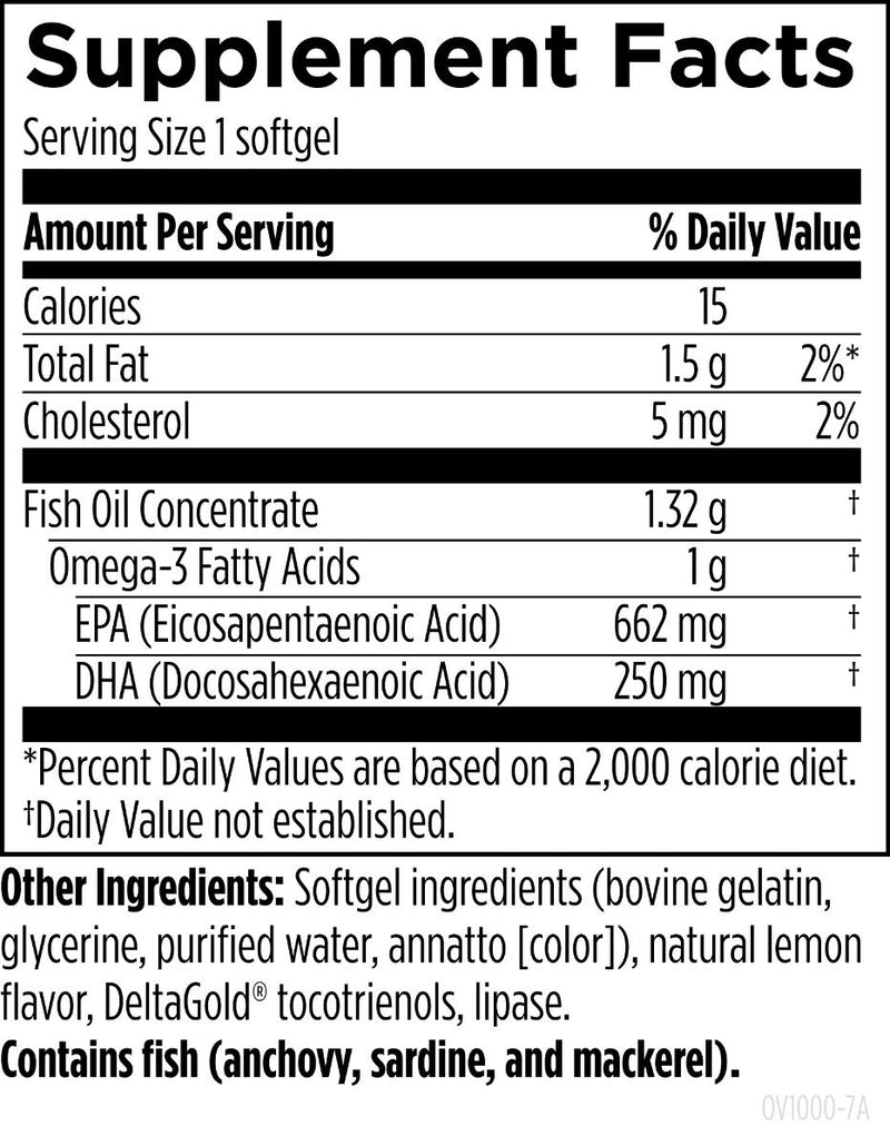 OmegAvail TG1000 (60 Softgels) Supplement Facts