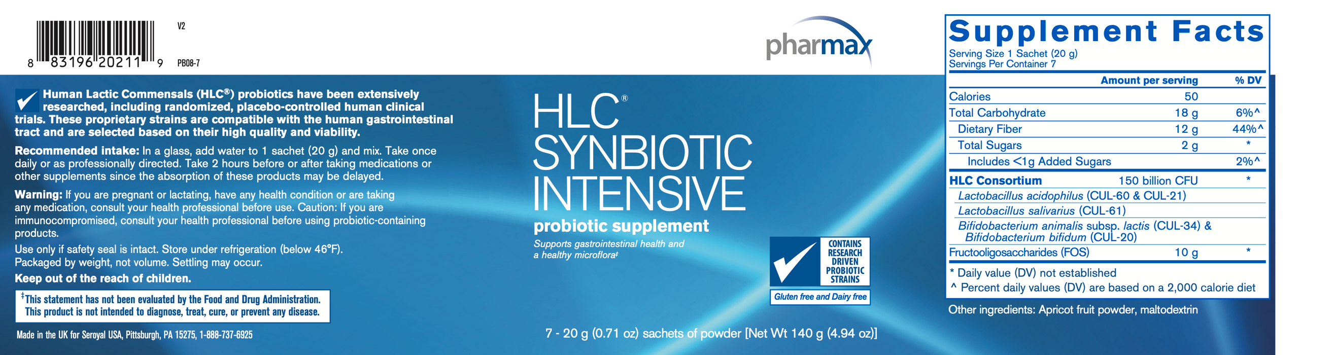 HLC Synbiotic Intensive (140 grams)-Vitamins & Supplements-Pharmax-Pine Street Clinic