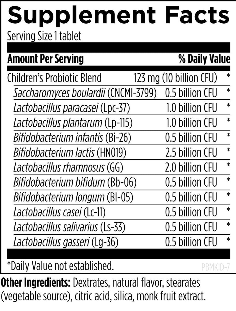 ProbioMed Kids (30 Tablets) Supplement Facts