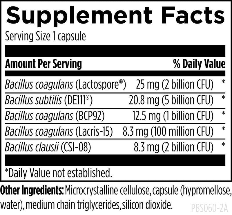 ProbioSpore (60 Capsules) Supplement Facts