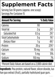PurePea Supplement Facts