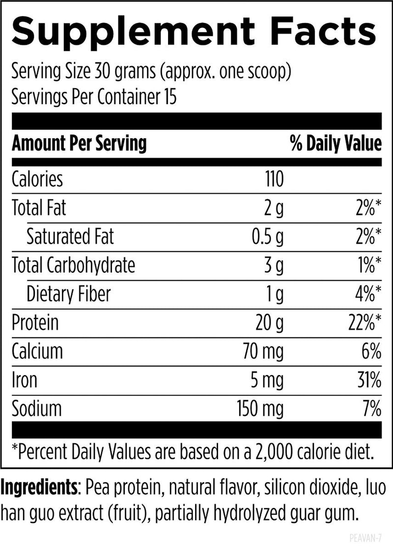 PurePea Supplement Facts