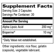 Alpha Lipoic Acid 200mg (60 Capsules)