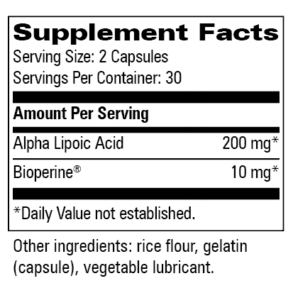 Alpha Lipoic Acid 200mg (60 Capsules)