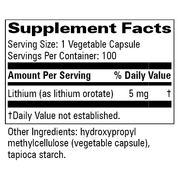 Lithium Orotate 5mg (100 Capsules)