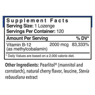 B-12 Methylcobalamin Lozenges (Fast Melt) (120 Lozenges)