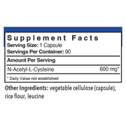 NAC N-Acetyl-L-Cysteine 600mg (90 Capsules)