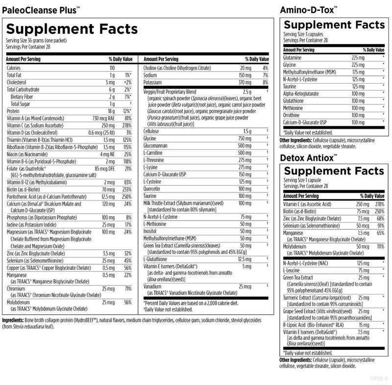 PaleoCleanse Plus Detox Program Supplement Facts