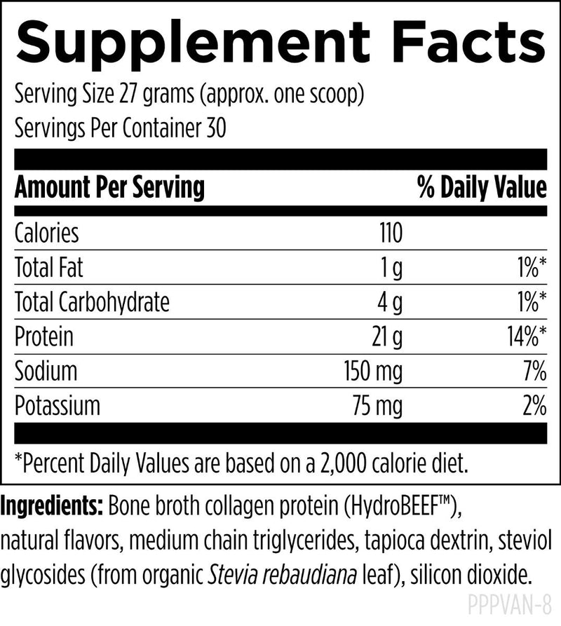 Bone Broth Protein formerly PurePaleo Supplement Facts