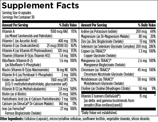 prenatal-pro (120 Capsules) Supplement Facts