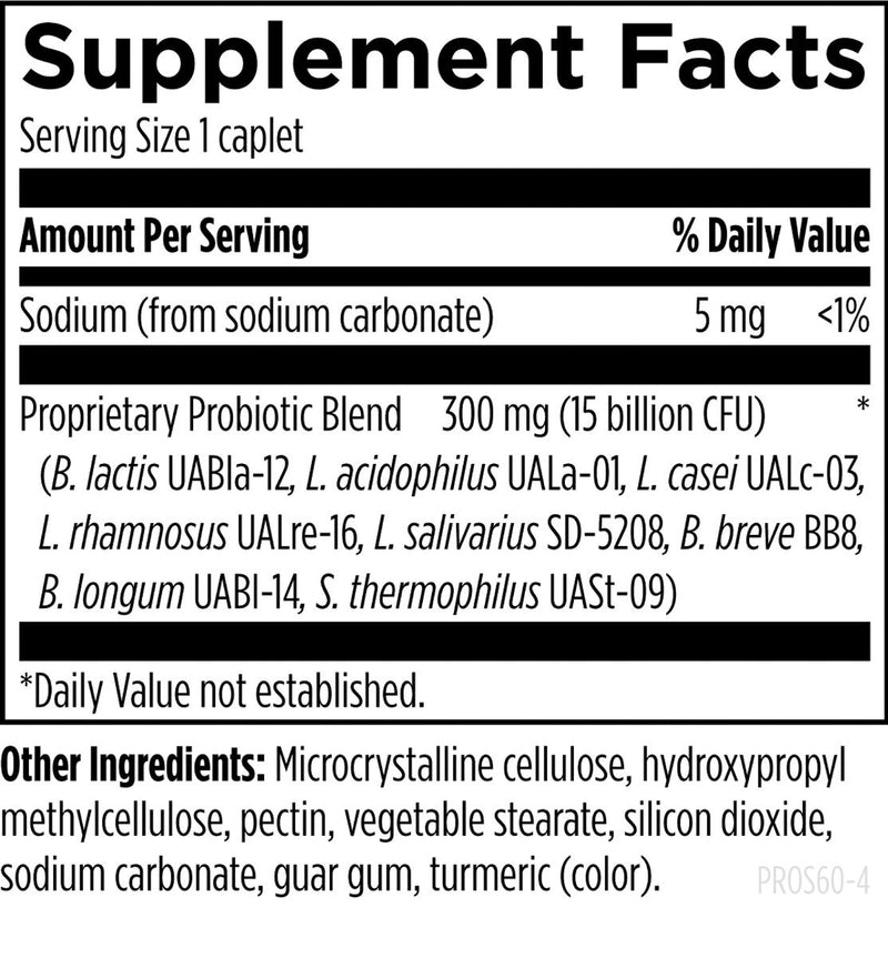 Probiotic Supreme DF (60 caplets) Supplement Facts