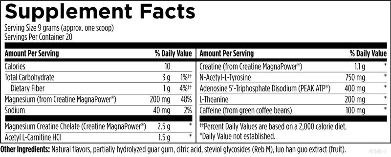 PreTrain NRG (180g) Supplement Facts