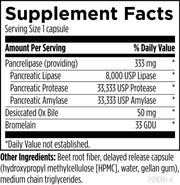 Pancreatic Enzyme Complex (90 Capsules) Supplement Facts